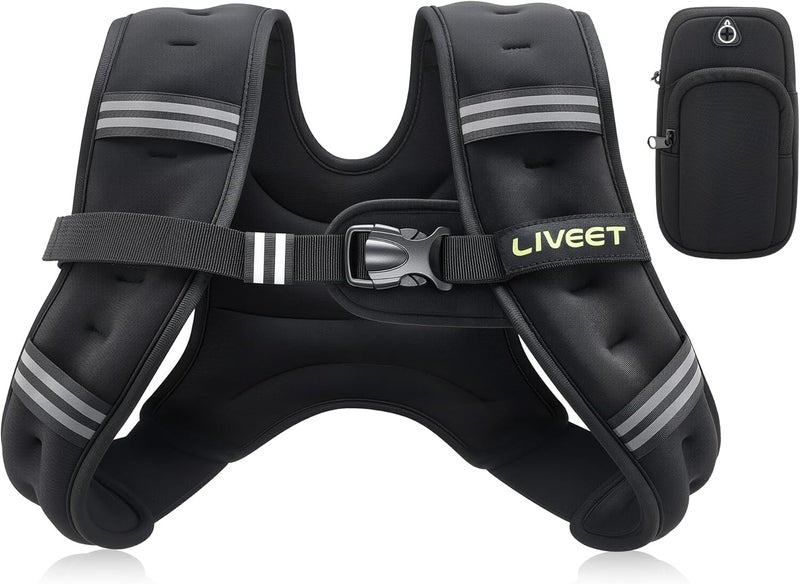Liveet Weighted Vest Women with Pocket, SGS Certified Weighted Vest for Men, 5 10 15 20 25 30 lb Weight Vest with Reflective Strips Adjustable Buckle Straps for Walking Running Strength Training Cardio Workout - Image 1